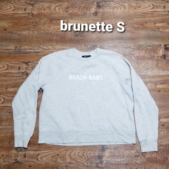 "BEACH BABE" Sweatshirt Cozy Oversize Activewear Small Brunette - Picture 1 of 6